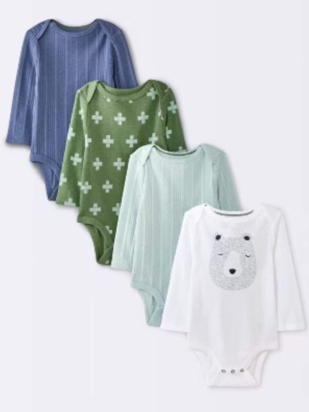 Cloud Island Long-Sleeve Baby Onesie Set of Four (0-3M)